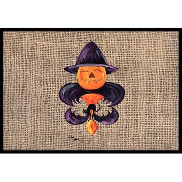 Micasa 18 x 27 in. Halloween Pumpkin Bat Fleur De Lis Indoor & Outdoor Doormat MI219259